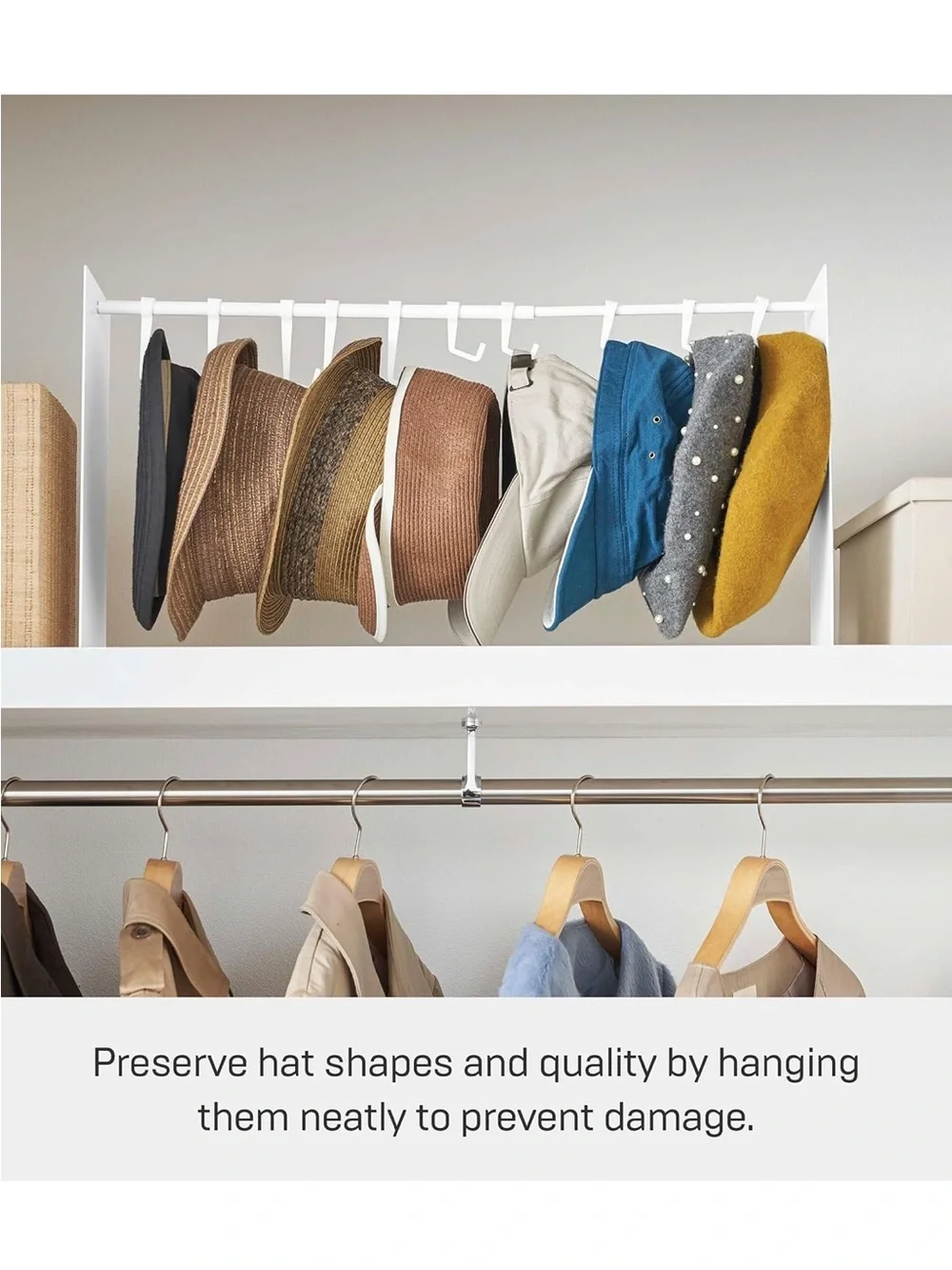Yamazaki Expandable Hat & Cap Organizer Rack Home Tower - Steel, White